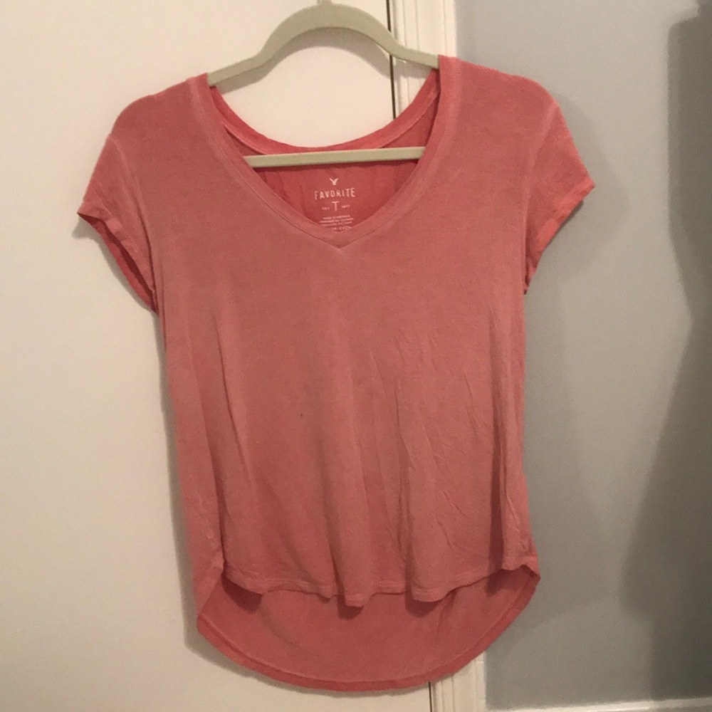 American Eagle pink v-neck shirt